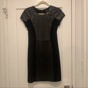 Aqua faux leather stretch dress